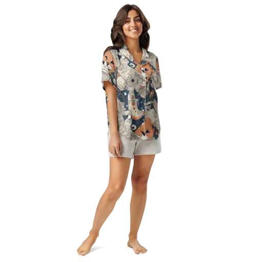 Astrocat Assembly on a Women's Short Sleeve Pajama Top
