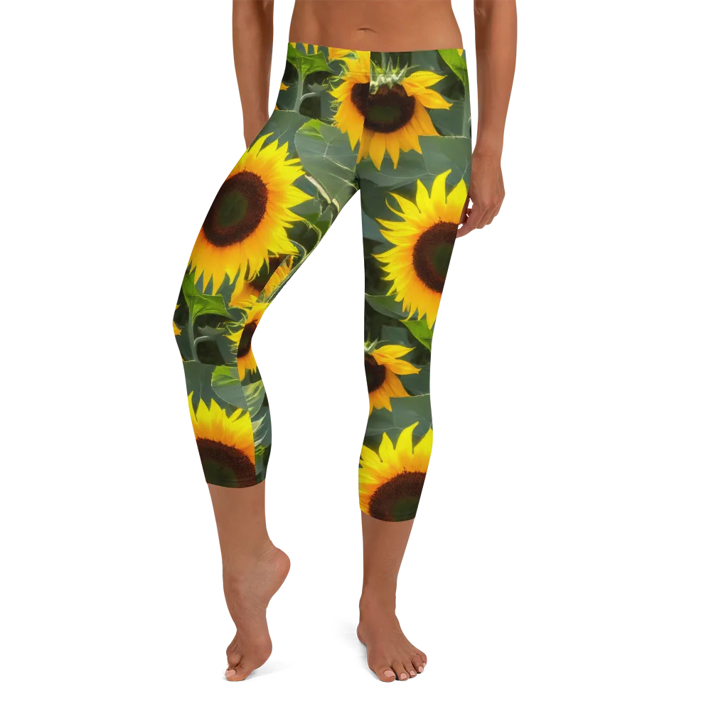 Solar Bloom on Capri Leggings — Front