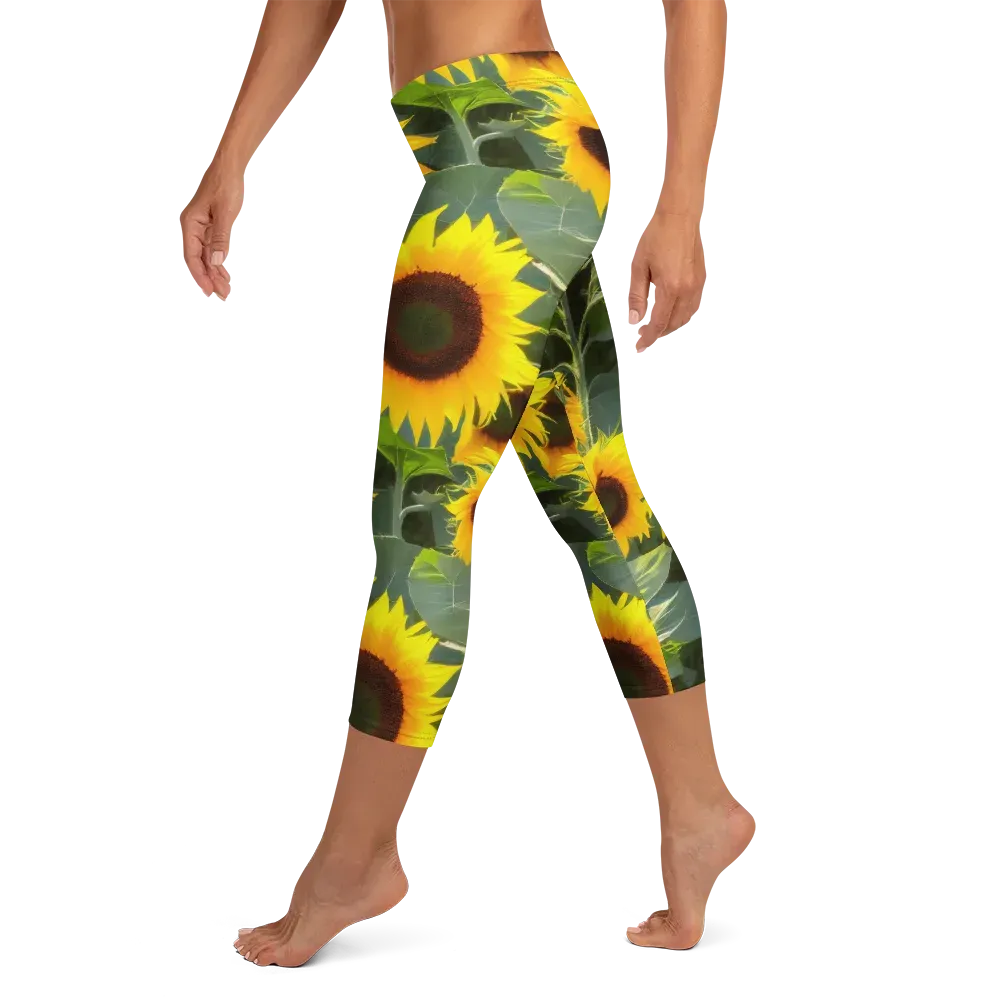 Solar Bloom on Capri Leggings — Left