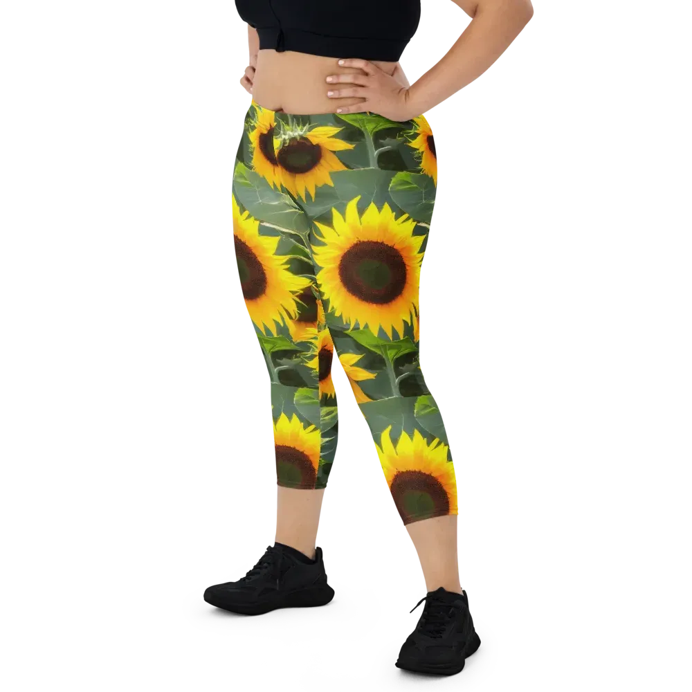 Solar Bloom on Capri Leggings — Front
