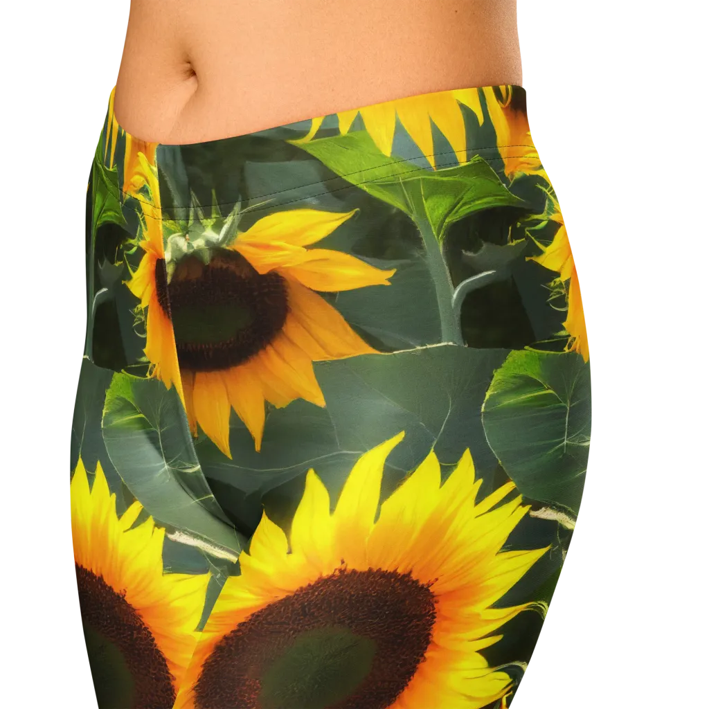 Solar Bloom on Capri Leggings — Zoomed-in