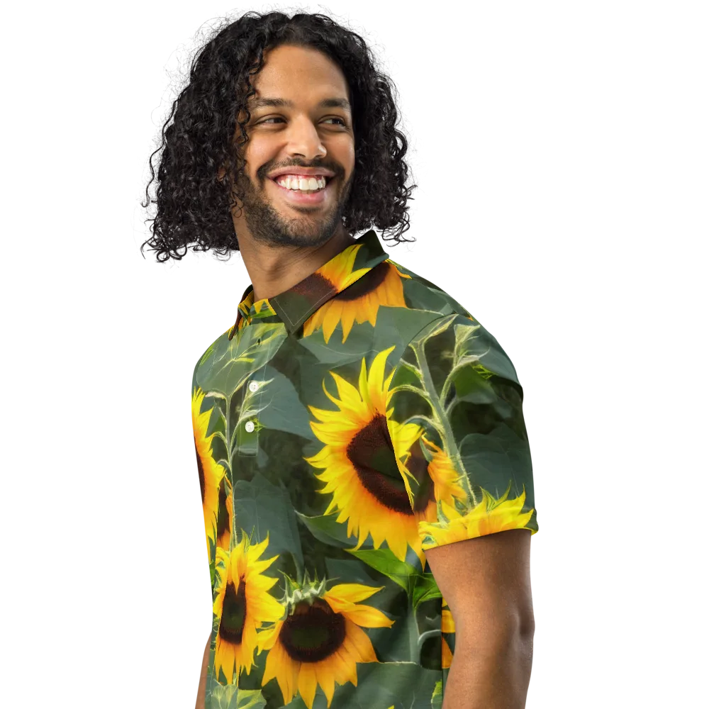 Solar Bloom on Men's Slim Fit Polo Shirt — Left Front