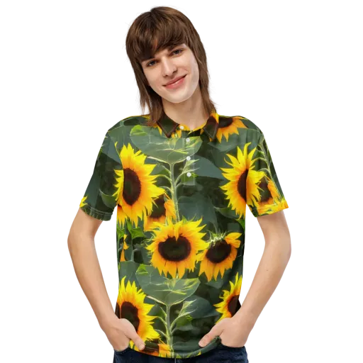 Solar Bloom on a Men's Slim Fit Polo Shirt