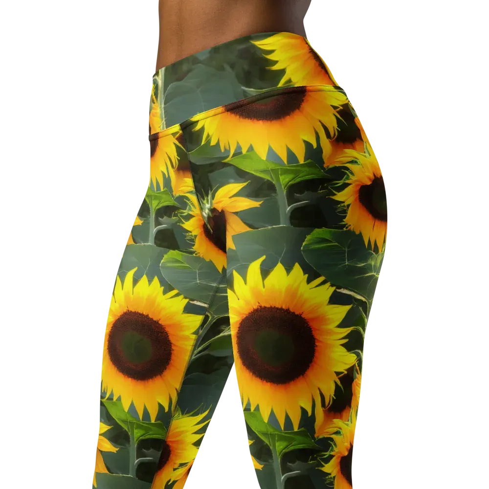 Solar Bloom on Yoga Leggings — Left Front