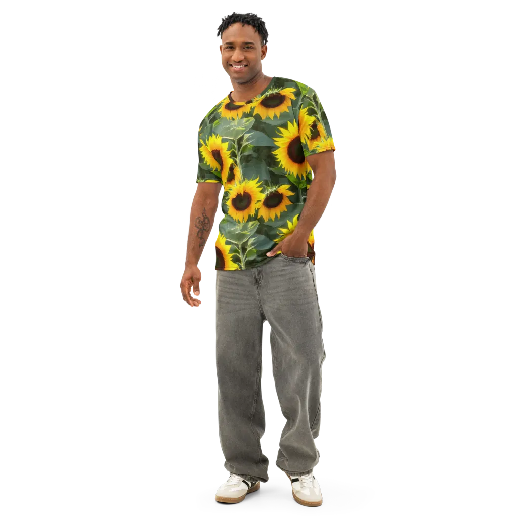 Solar Bloom on Men's Cotton Crew Neck T-Shirt — Front