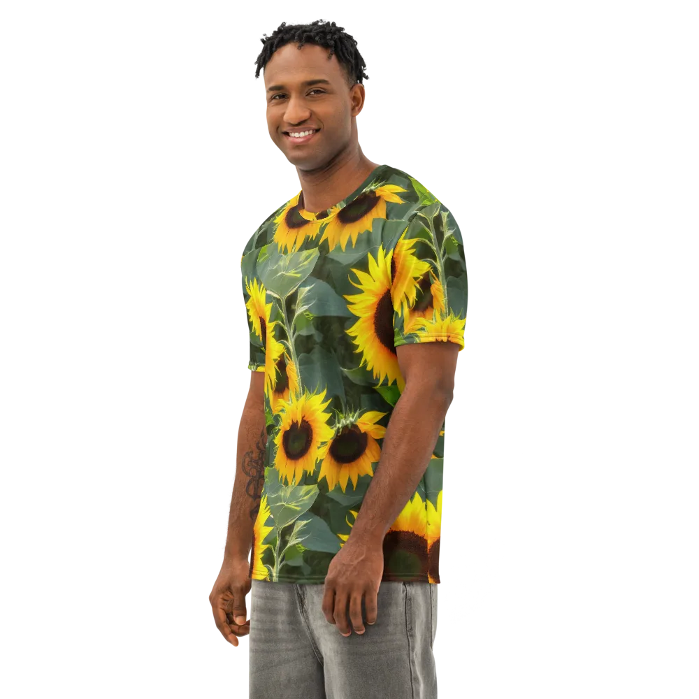Solar Bloom on Men's Cotton Crew Neck T-Shirt — Left Front