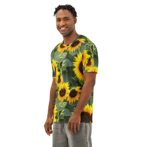Solar Bloom on a Men's Cotton Crew Neck T-Shirt