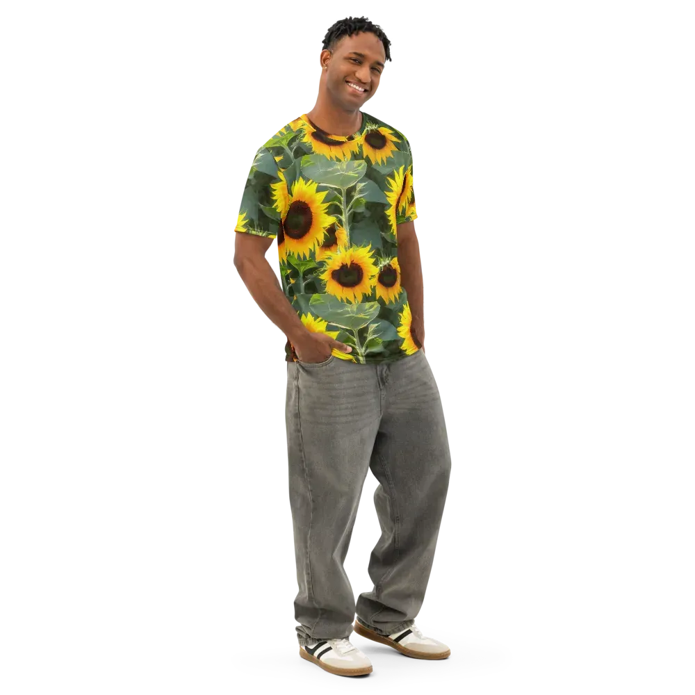 Solar Bloom on Men's Cotton Crew Neck T-Shirt — Right Front