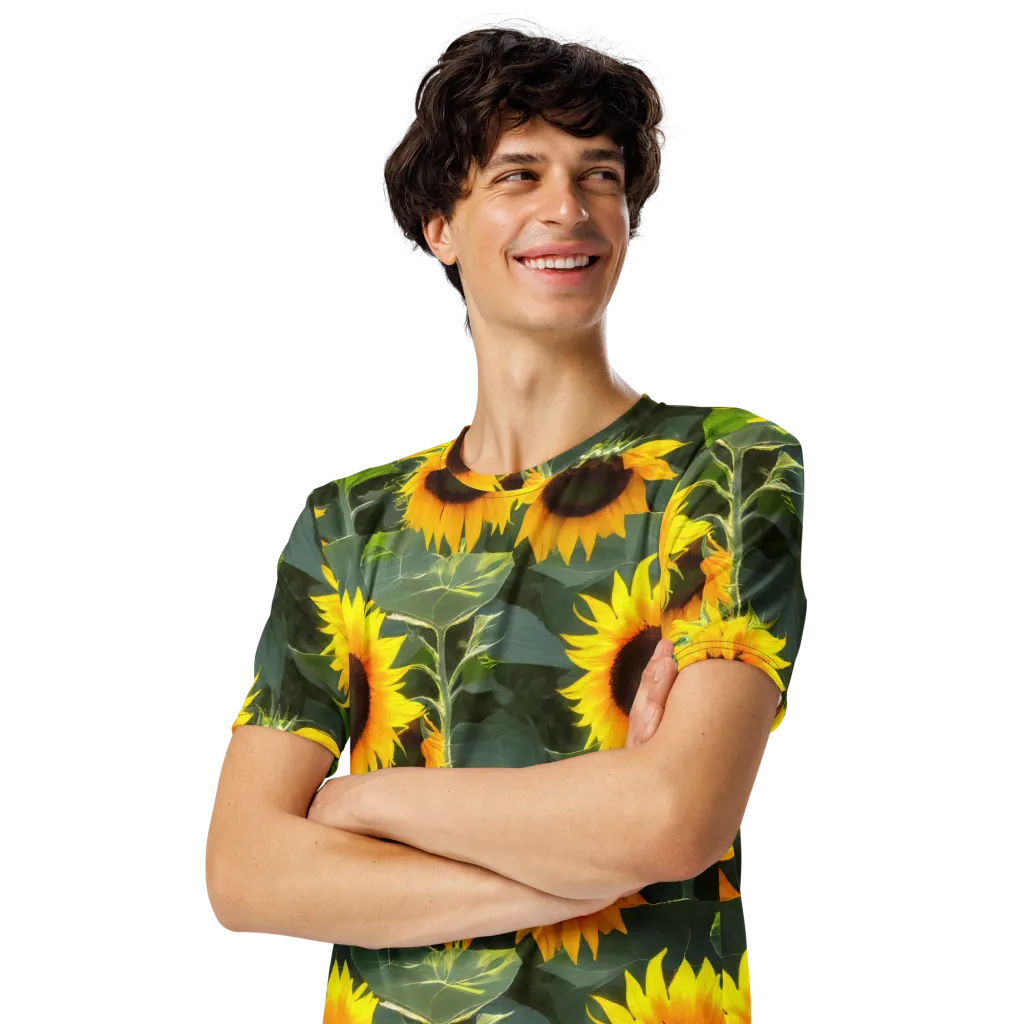 Solar Bloom on Men's Crew Neck T-Shirt — Left Front