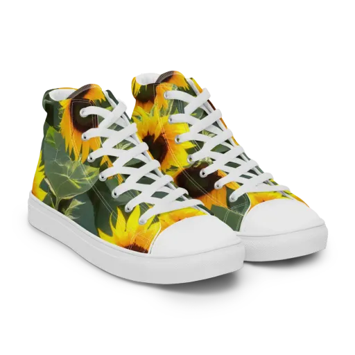 Solar Bloom on a Men's High Top Canvas Shoes