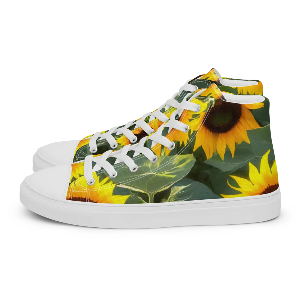 Solar Bloom on Men's High Top Canvas Shoes — Left