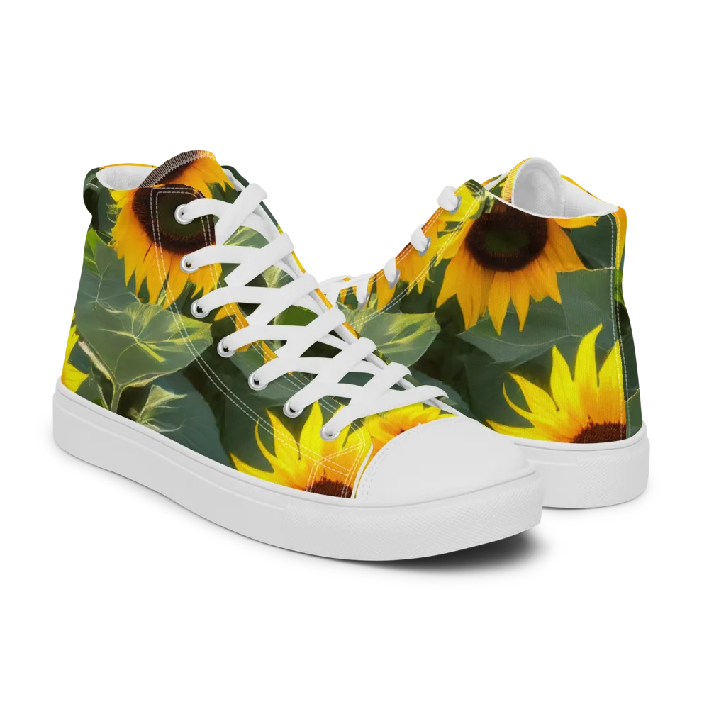 Solar Bloom on Men's High Top Canvas Shoes — Right