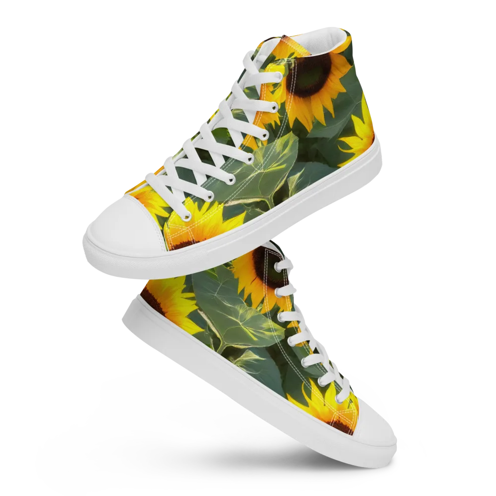 Solar Bloom on Men's High Top Canvas Shoes — Front
