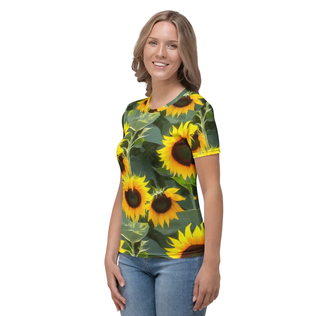 Solar Bloom on Women's Crew Neck T-Shirt — Left