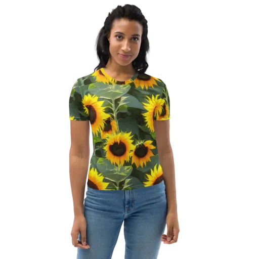 Solar Bloom on a Women's Crew Neck T-Shirt