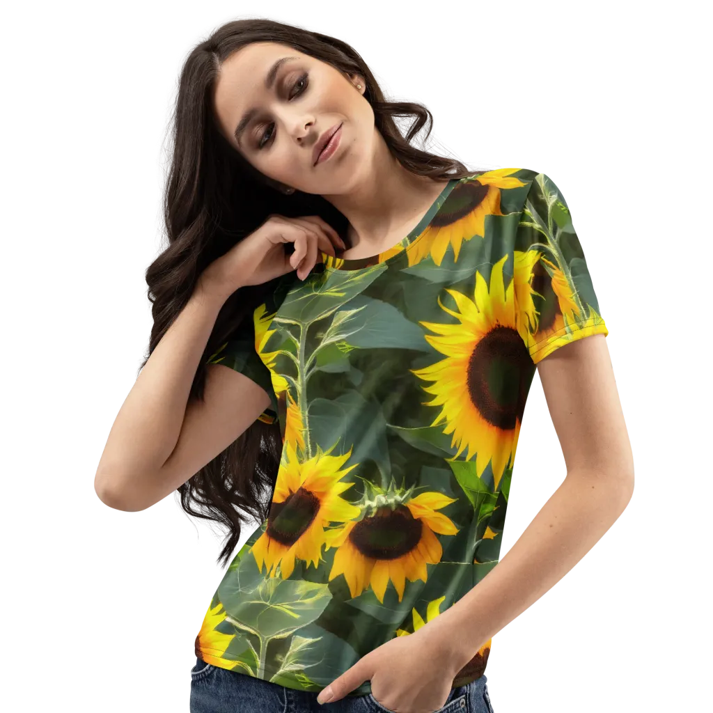 Solar Bloom on Women's Crew Neck T-Shirt — Left Front