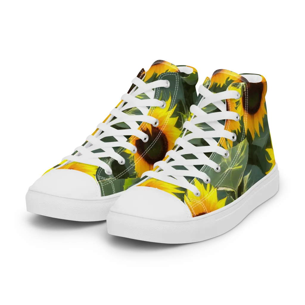 Solar Bloom on Women's High Top Canvas Shoes — Left Front