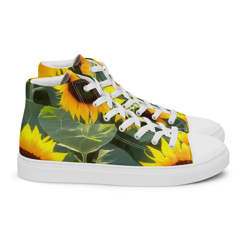Solar Bloom on Women's High Top Canvas Shoes — Right