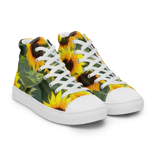 Solar Bloom on a Women's High Top Canvas Shoes