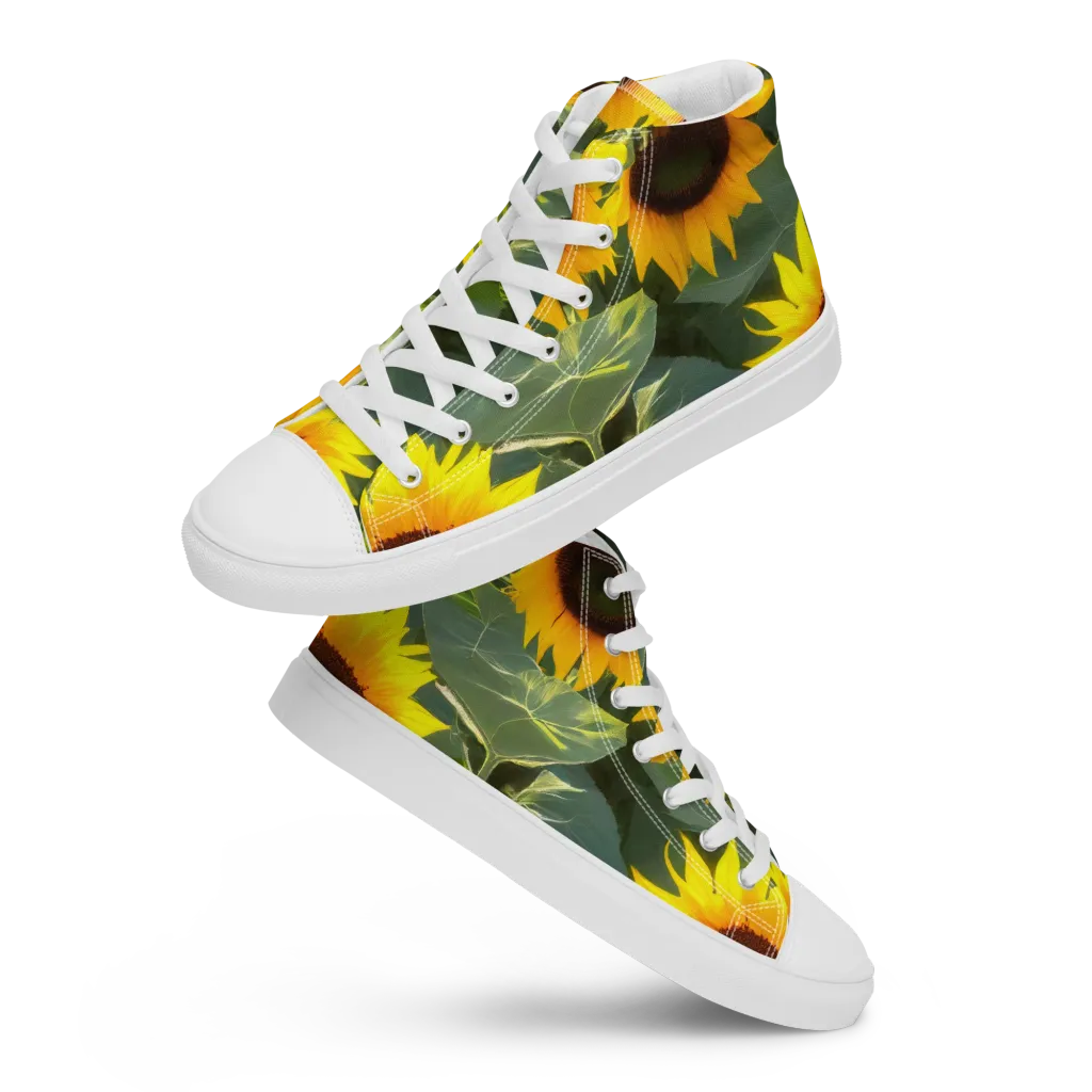 Solar Bloom on Women's High Top Canvas Shoes — Front