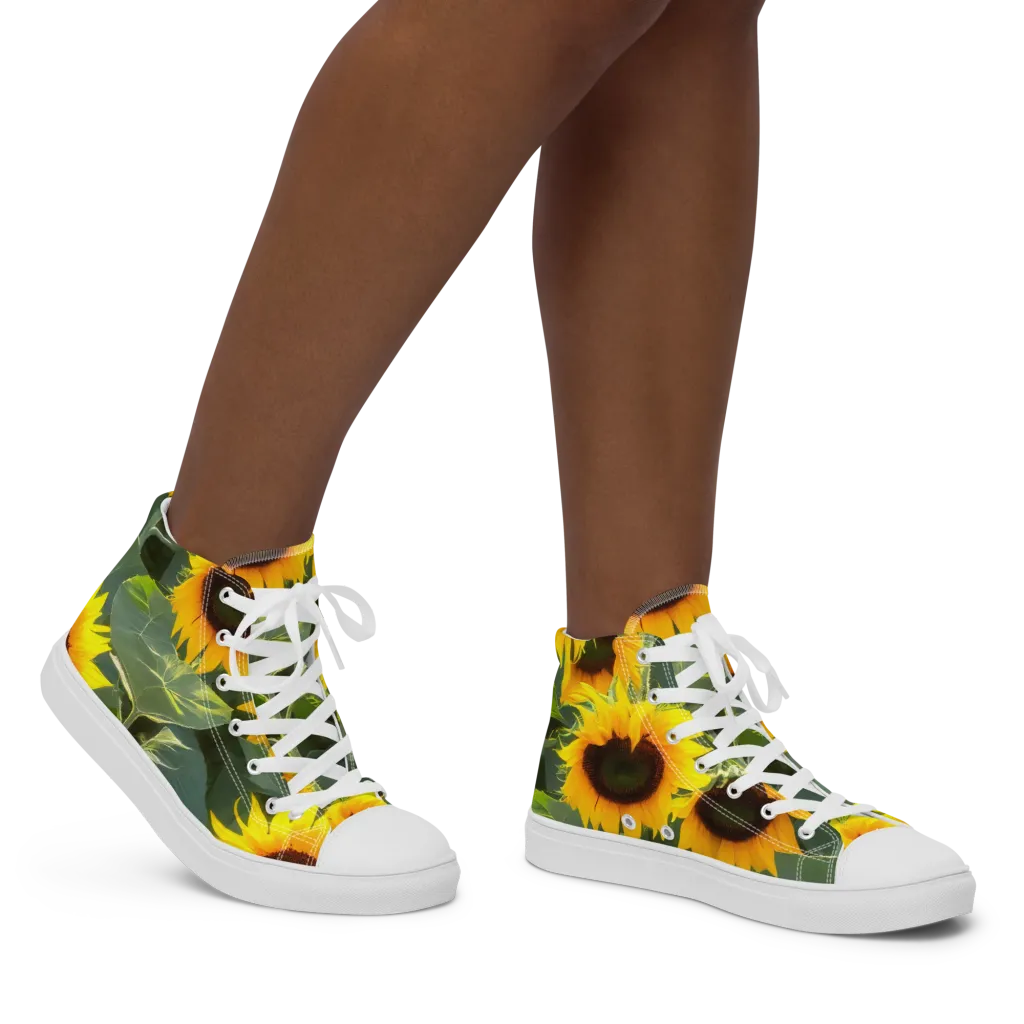 Solar Bloom on Women's High Top Canvas Shoes — Right