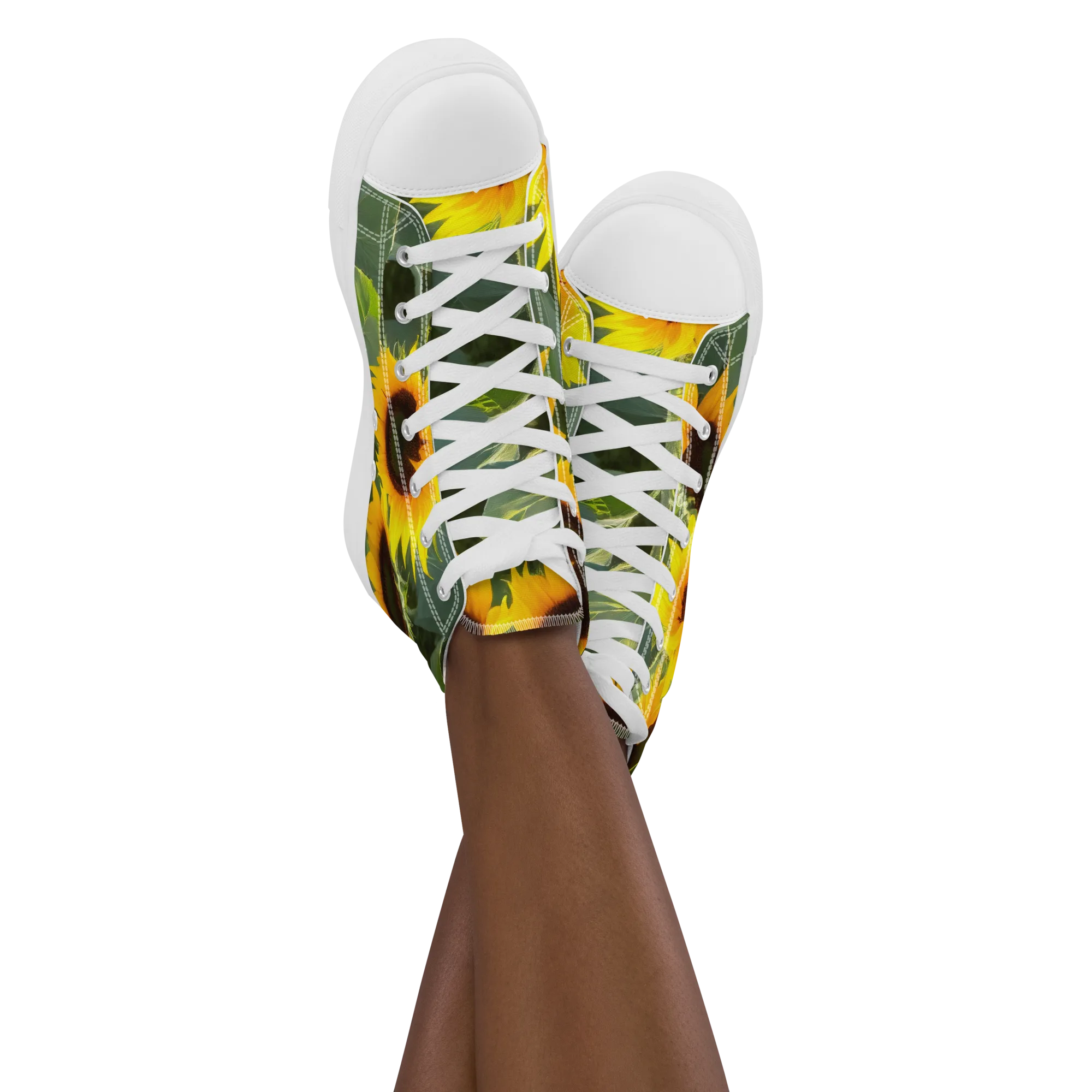 Solar Bloom on Women's High Top Canvas Shoes — Front