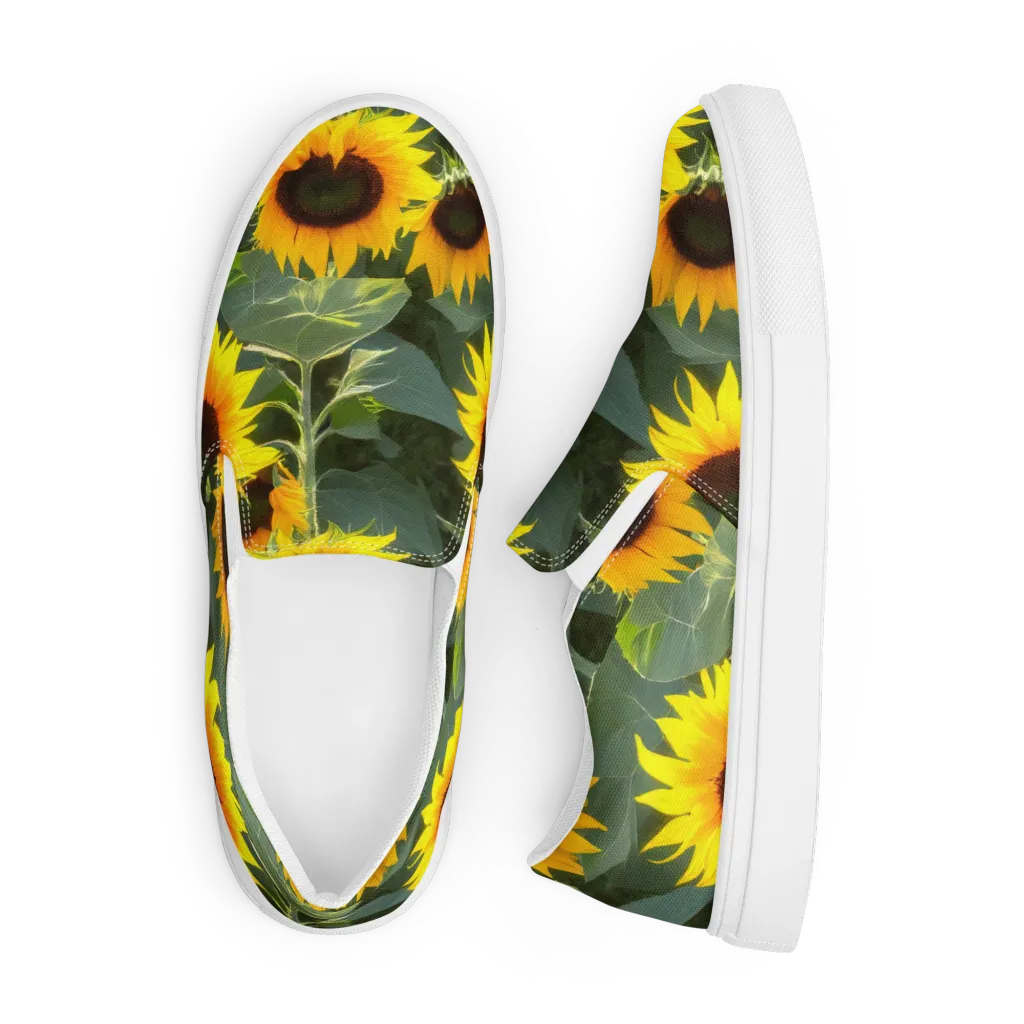 Solar Bloom on Men's Slip-On Canvas Shoes — Front