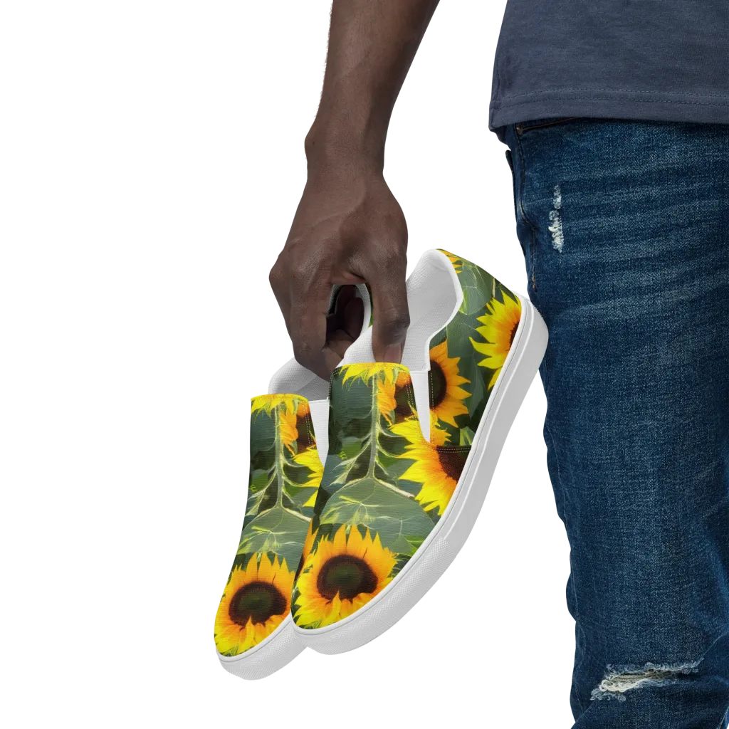 Solar Bloom on Men's Slip-On Canvas Shoes — Left Front