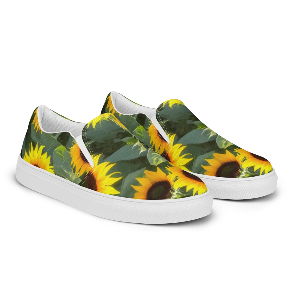 Solar Bloom on Women's Slip-On Canvas Shoes — Right Front