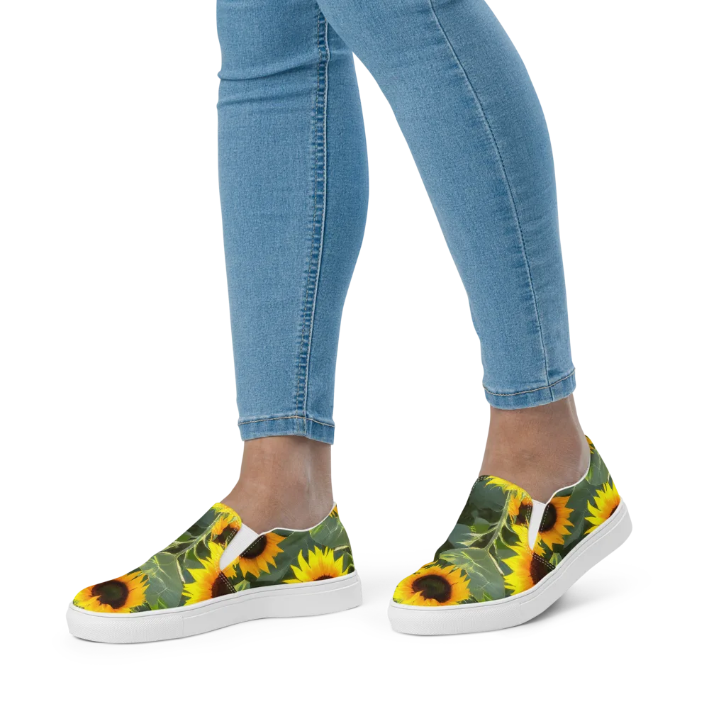 Solar Bloom on Women's Slip-On Canvas Shoes — Front