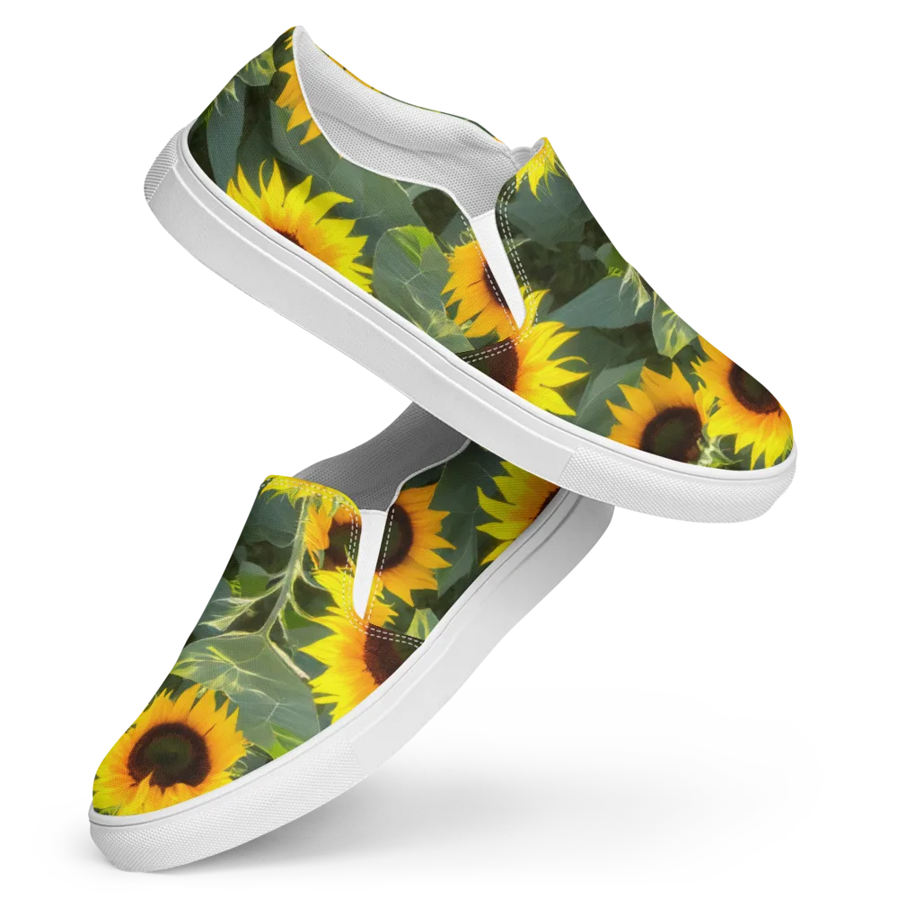 Solar Bloom on Women's Slip-On Canvas Shoes — Front
