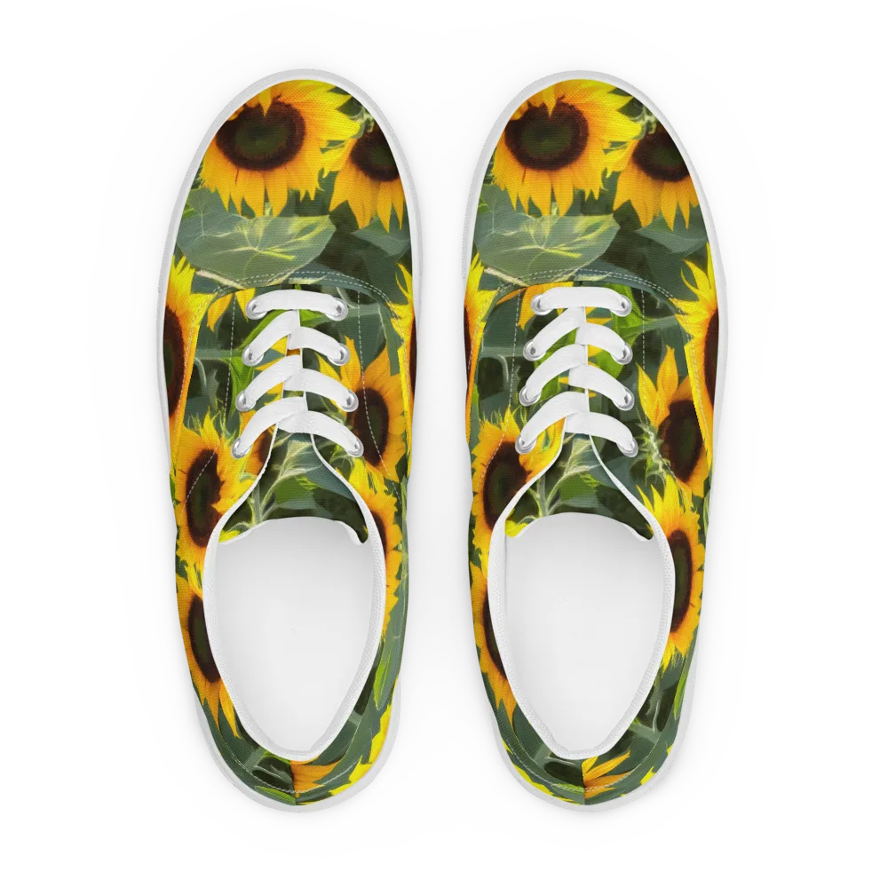 Solar Bloom on Men's Lace-Up Canvas Shoes — Front
