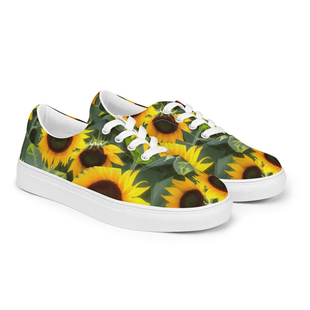 Solar Bloom on Men's Lace-Up Canvas Shoes — Right Front