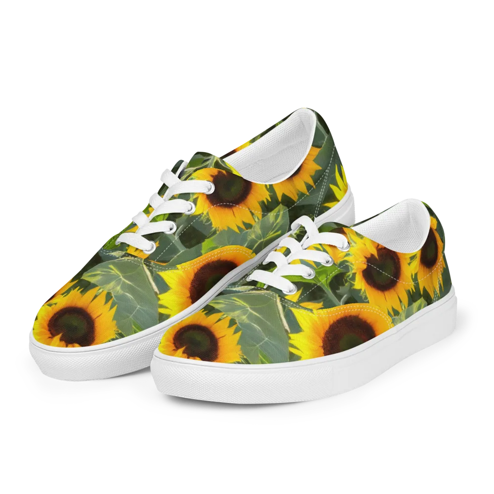 Solar Bloom on Men's Lace-Up Canvas Shoes — Left Front