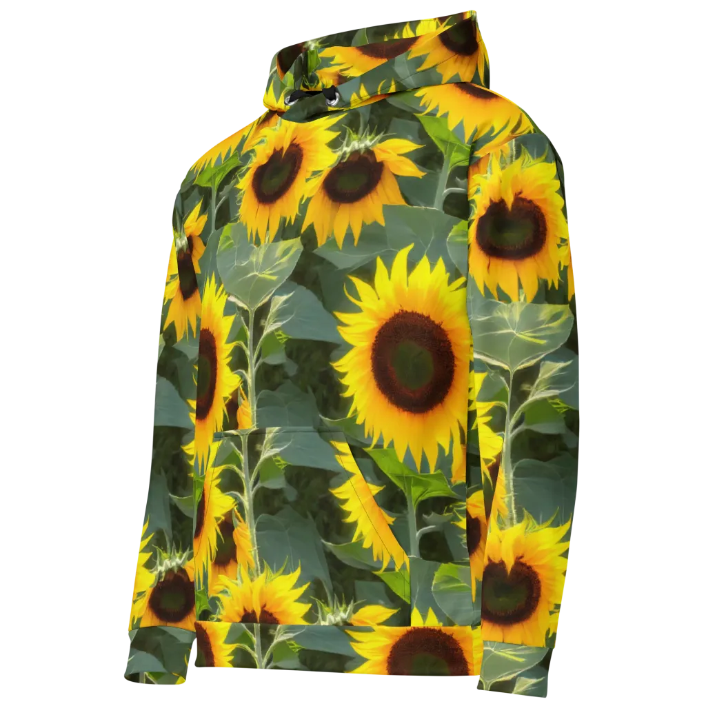 Solar Bloom on Cotton Hoodie — Left Front
