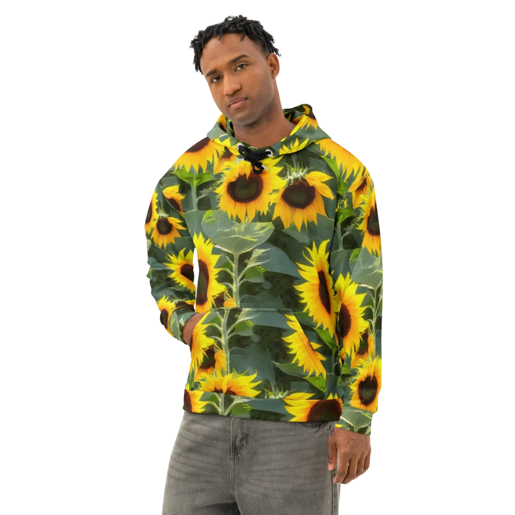 Solar Bloom on Cotton Hoodie — Left Front