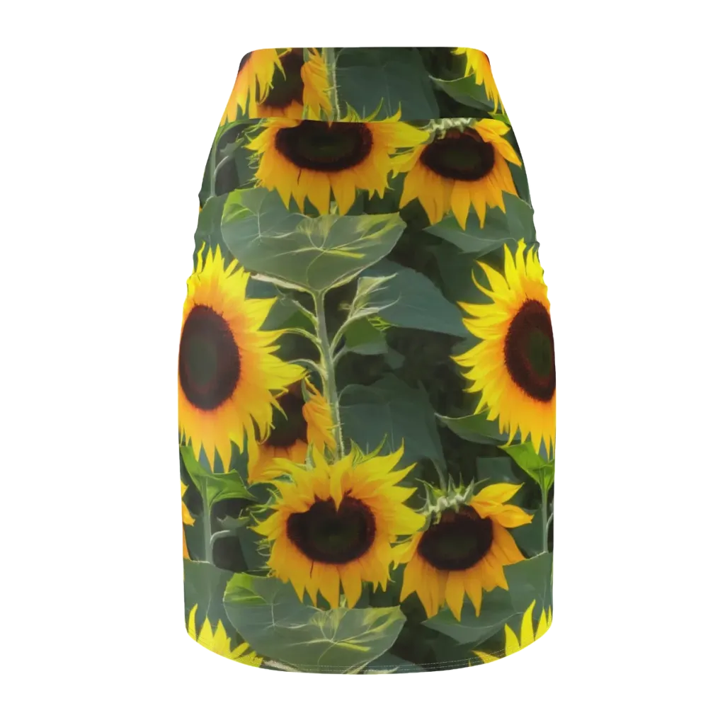 Solar Bloom on Pencil Skirt — Back