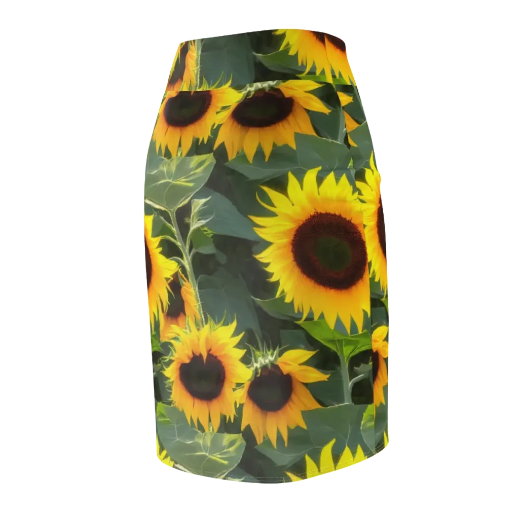 Solar Bloom on Pencil Skirt — Back Side
