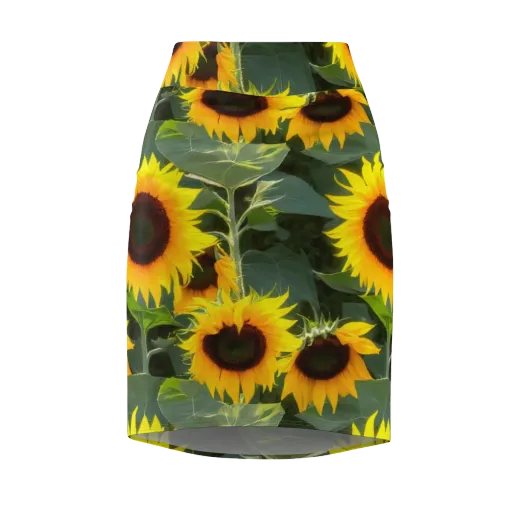 Solar Bloom on a Pencil Skirt
