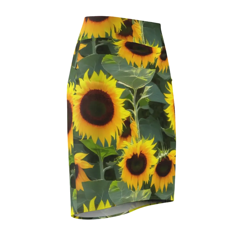 Solar Bloom on Pencil Skirt — Front Side