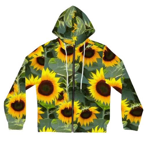 Solar Bloom on a Women's Full-Zip Hoodie