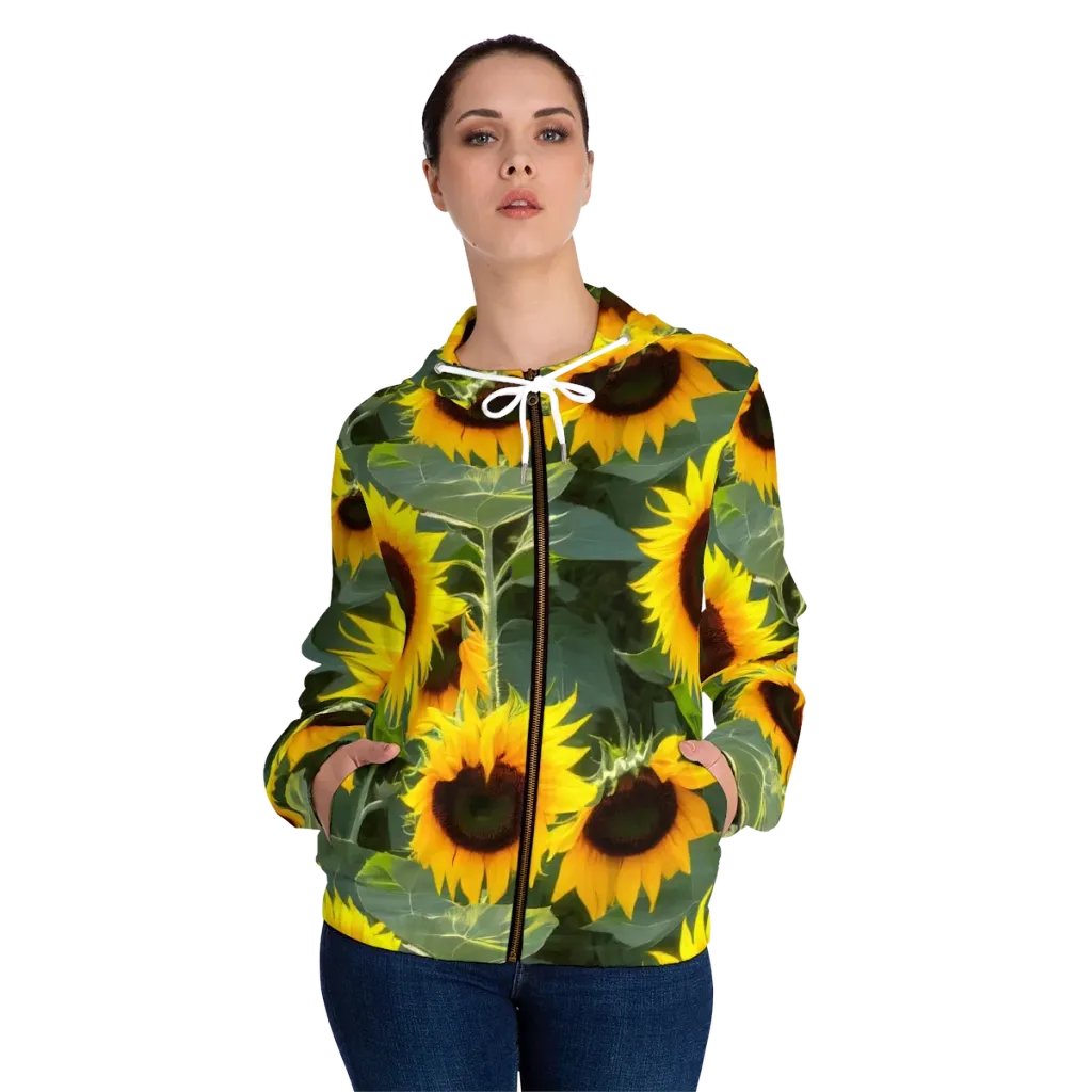 Solar Bloom on Women's Full-Zip Hoodie — Front On Person