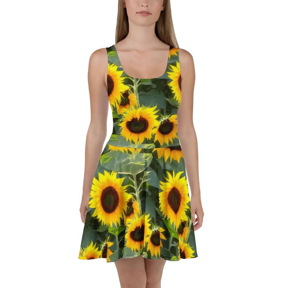 Solar Bloom on Skater Dress — Front