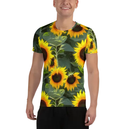 Solar Bloom on a Men's Athletic T-Shirt