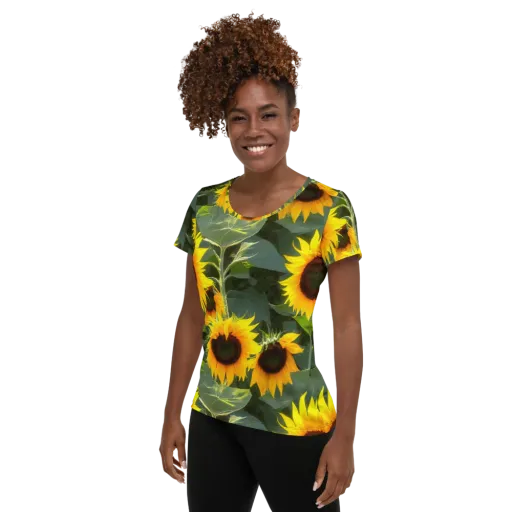 Solar Bloom on a Women's Athletic T-Shirt