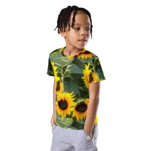 Solar Bloom on a Kids Crew Neck T-Shirt