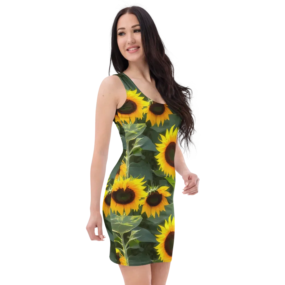 Solar Bloom on Bodycon Dress — Right Front