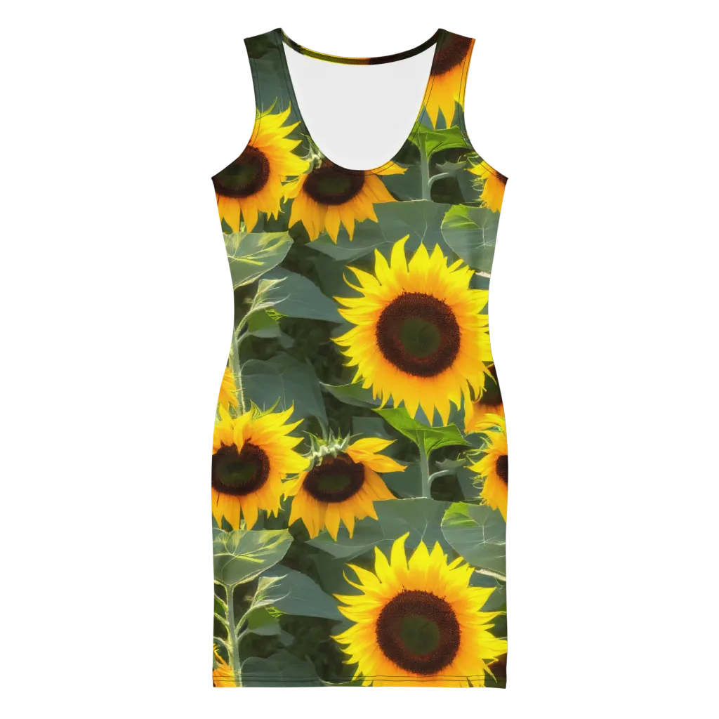 Solar Bloom on Bodycon Dress — Front