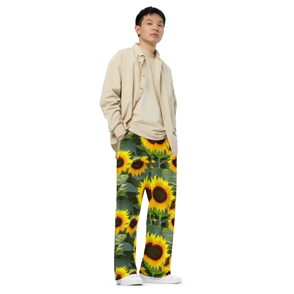 Solar Bloom on Wide-Leg Pants — Right Front