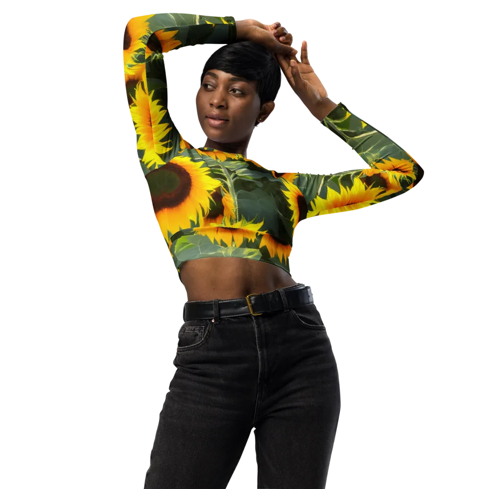 Solar Bloom on Long Sleeve Crop Top — Front